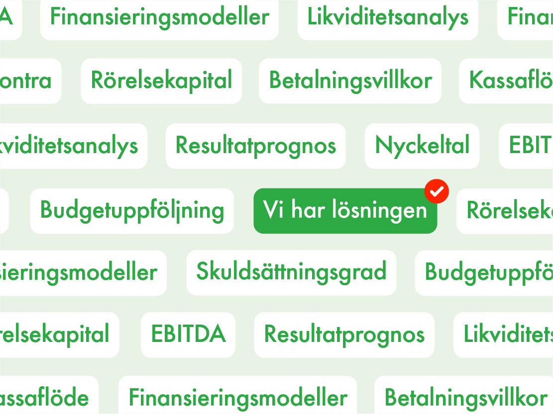 Grön grafik med textplattor som beskriver vardagliga ekonomiska bekymmer